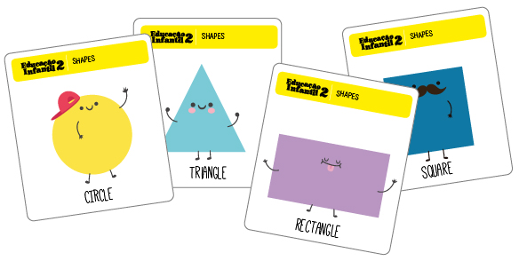 Flashcards do livro de inglês para crianças de 4 anos da Educação Infantil.