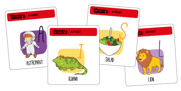 Flashcards do livro de inglês para crianças de 5 anos da Educação Infantil.