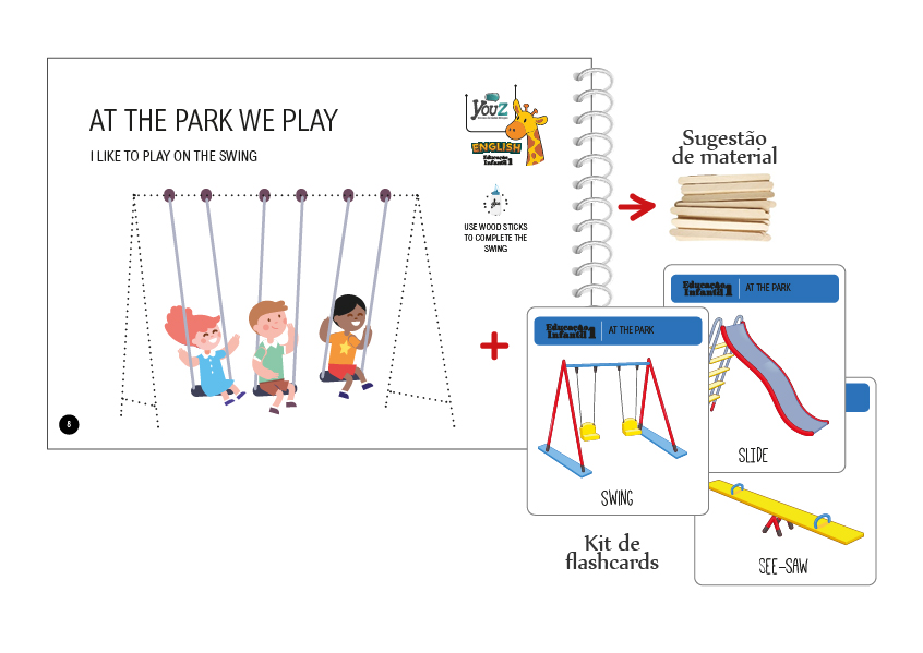 Atividade do Livro de Inglês para crianças de 3 anos. Tema: At the Park.
