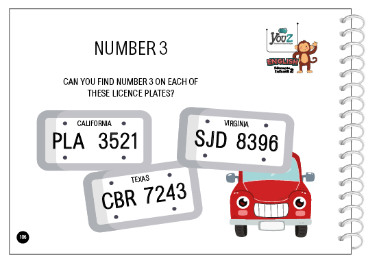 Atividade do livro de inglês para crianças de 4 anos. Tema: Numbers.