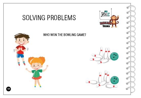 Atividade do livro de inglês para crianças de 4 anos. Tema: Solving problems.