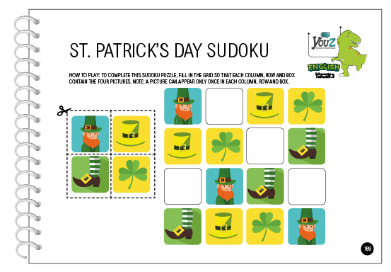 Atividade do livro de inglês para crianças de 5 anos. Tema: Saint Patrick's Day.