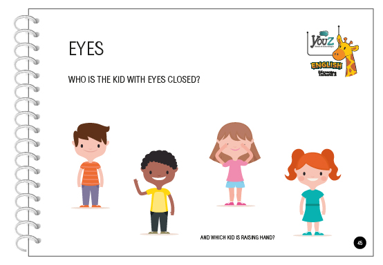 Atividade do Livro de Inglês para crianças de 3 anos (Educação Infantil). Tema: All about me.