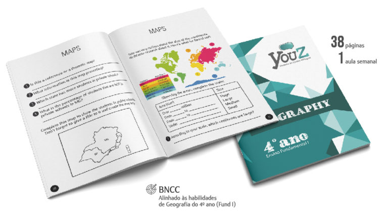 Livro de Geography para alunos do 4º ano (Fund I). Educação Bilíngue