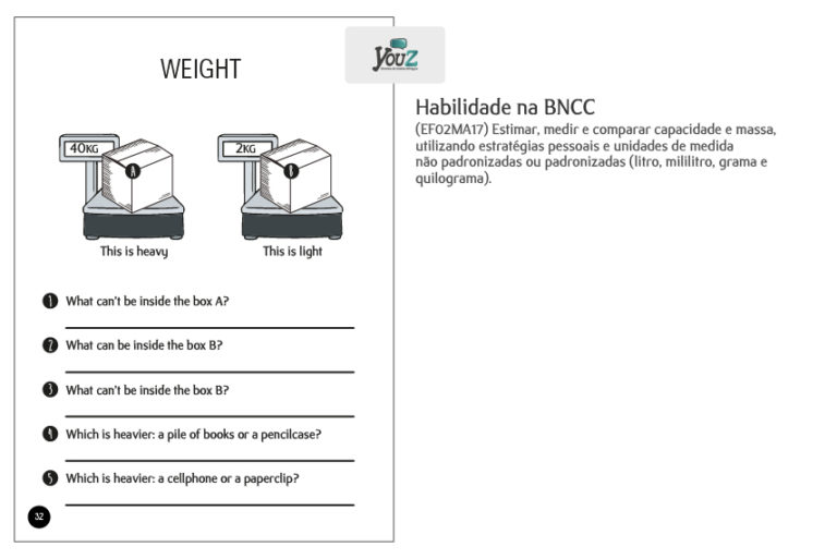 Atividade do Livro de Math para alunos do 2º ano (Fund I). Educação Bilíngue.