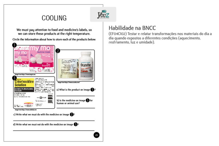 Atividade do livro de Science para alunos do 4º ano (Fund I). Educação Bilíngue